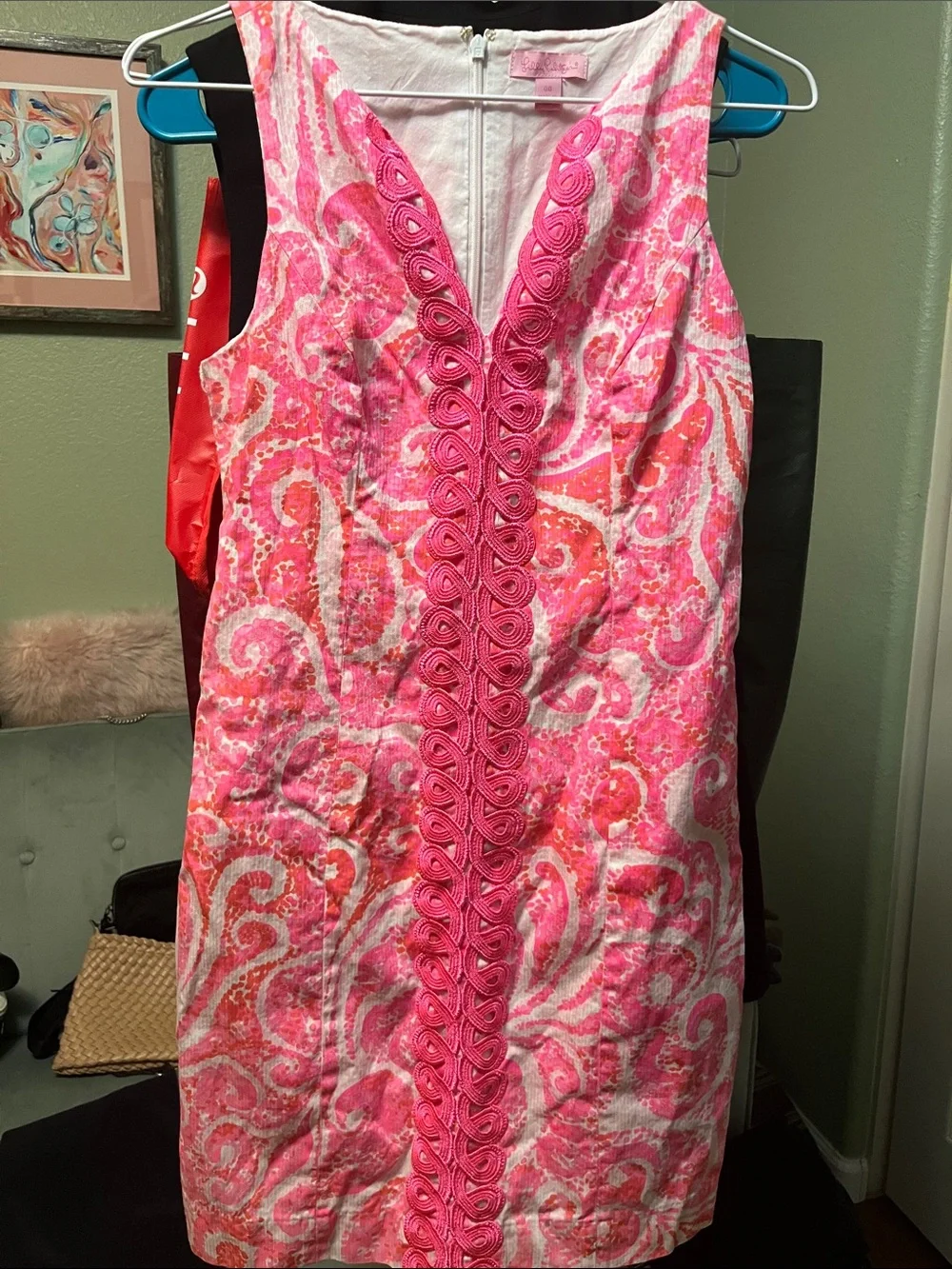 Lilly Pulitzer Hot Pink Paisley Shift Dress Sz 00